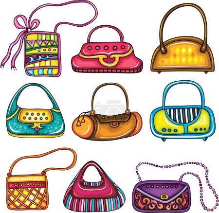 Illustration for Vector set of colorful fashion handbags - Royalty Free Image