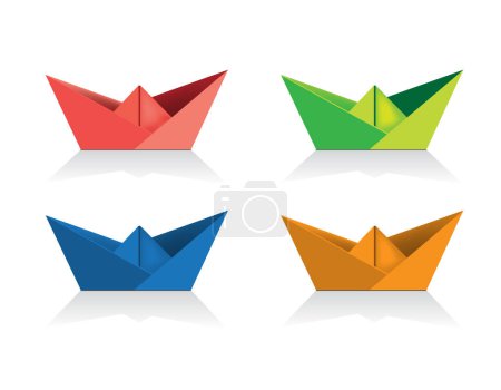 Ilustración de Botes de papel listos. barcos de origami - Imagen libre de derechos