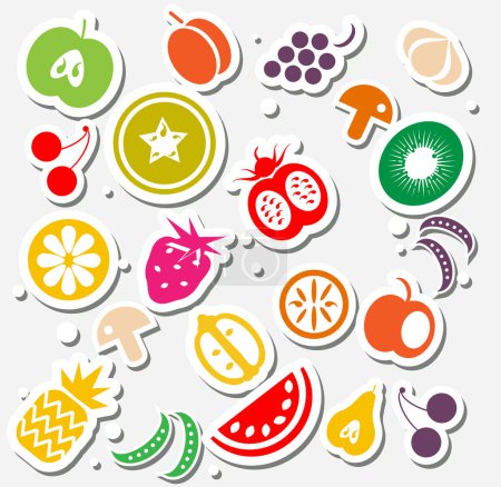 Illustration for Set of vector fruits and vegetables icons - Royalty Free Image