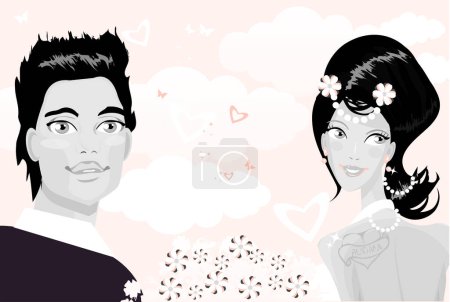 Illustration for Vector illustration of beautiful young couple. - Royalty Free Image