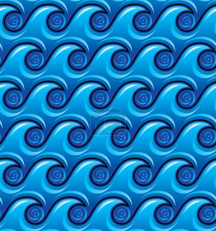 Ilustración de Mar azul olas sin costura vector de fondo - Imagen libre de derechos