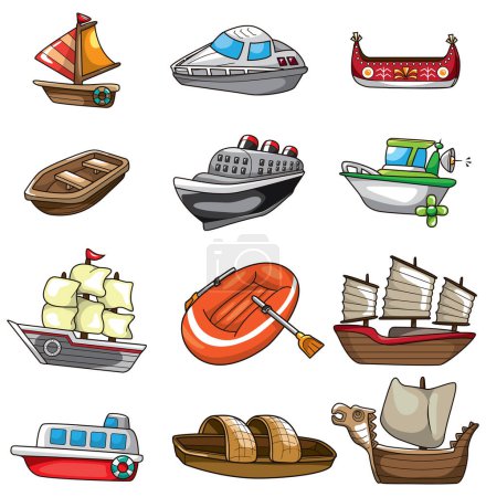 Ilustración de Conjunto de diferentes barcos, ilustración vectorial - Imagen libre de derechos