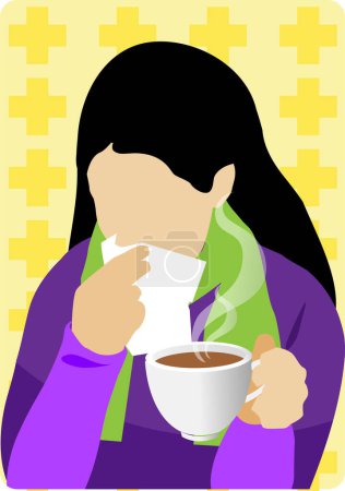 Illustration for Vector illustration of a woman in coffee - Royalty Free Image
