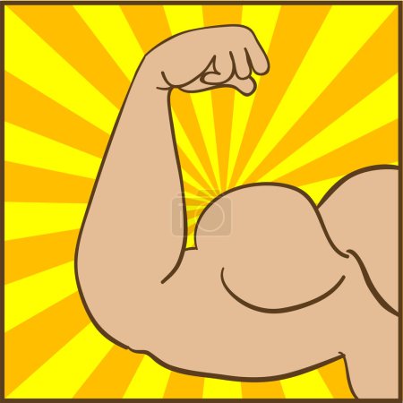 Illustration for Strong man with strong arms showing muscles. - Royalty Free Image