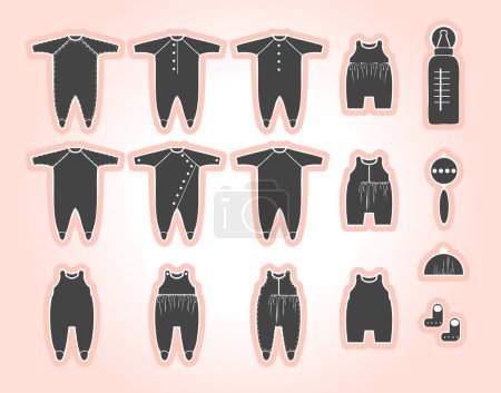 Illustration for Set of baby clothes, modern vector illustration - Royalty Free Image
