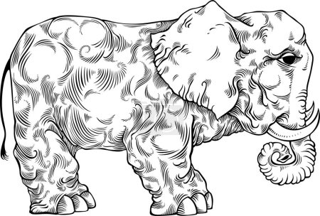 Téléchargez les illustrations : Illustration vectorielle de l'éléphant sur fond blanc - en licence libre de droit