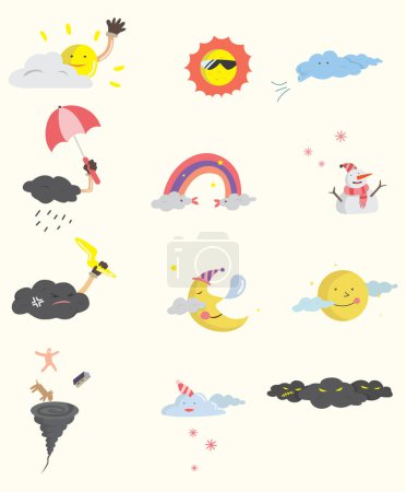 Illustration for Vector set of weather icons - Royalty Free Image
