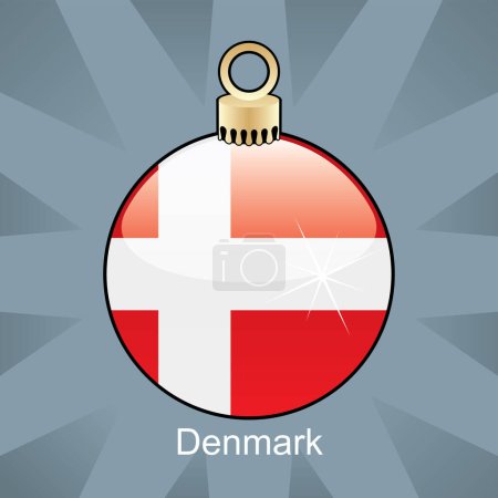 Ilustración de Bola de navidad con bandera de Dinamarca - Imagen libre de derechos