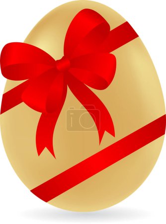 Illustration for Red bow with golden egg - Royalty Free Image