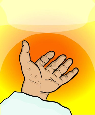 Téléchargez les illustrations : Mains tenant le soleil. illustration vectorielle. - en licence libre de droit