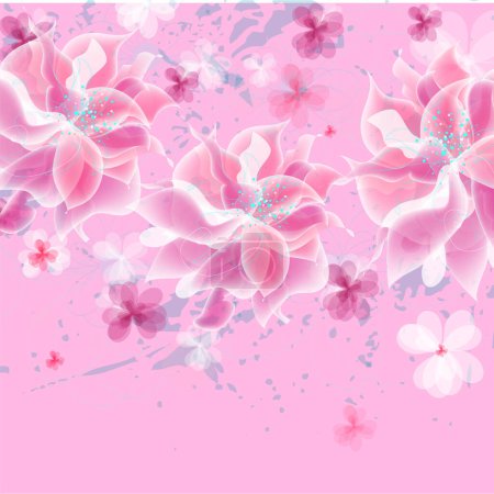 Téléchargez les illustrations : Fond rose avec des fleurs. illustration vectorielle. - en licence libre de droit