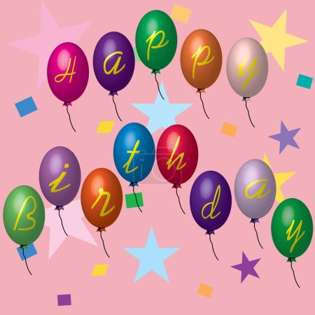 Téléchargez les illustrations : Ballons d'anniversaire avec lettres - en licence libre de droit