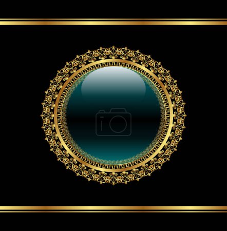 Illustration for Vector gold art  with a place for your text on black background - Royalty Free Image