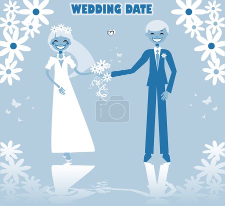 Illustration for Wedding couple on a blue background - Royalty Free Image