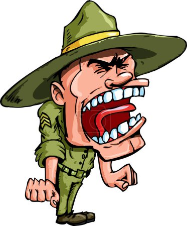 Illustration for Angry soldier with a gun illustration - Royalty Free Image