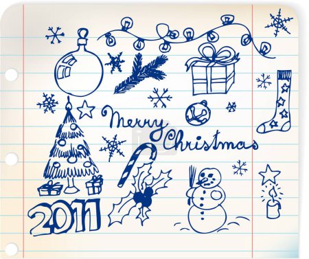 Illustration for Hand drawn christmas doodles. vector illustration - Royalty Free Image