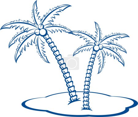 Téléchargez les illustrations : Palmiers sur l'île, illustration vectorielle - en licence libre de droit