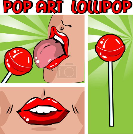 Illustration for Pop art pop art. vector illustration of woman pop art with lollipop - Royalty Free Image