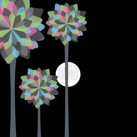 Ilustración de Ilustración vectorial de un árbol y la luna - Imagen libre de derechos