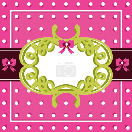 Illustration for Vintage background with frame, ribbon and bows. - Royalty Free Image