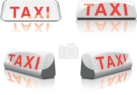 Téléchargez les illustrations : Modèles de conception d'icônes vectorielles de signes de taxi - en licence libre de droit
