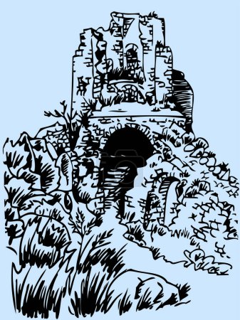 Téléchargez les illustrations : Vieux château sur la colline - en licence libre de droit