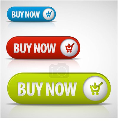 Illustration for Buy now buttons set on white background - Royalty Free Image
