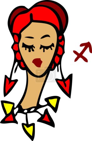 Illustration for Cartoon female character on white background. - Royalty Free Image