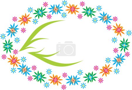 Ilustración de Flores de colores sobre un fondo blanco - Imagen libre de derechos