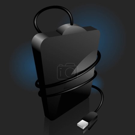 Illustration for Vector realistic black bag with shadow - Royalty Free Image
