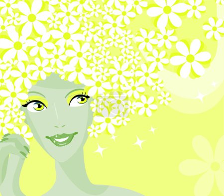 Illustration for Woman face and floral background - Royalty Free Image