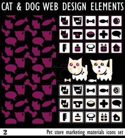Téléchargez les illustrations : Éléments de conception web chat et chien - en licence libre de droit