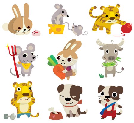 Illustration for Vector illustration of cute animals collection - Royalty Free Image