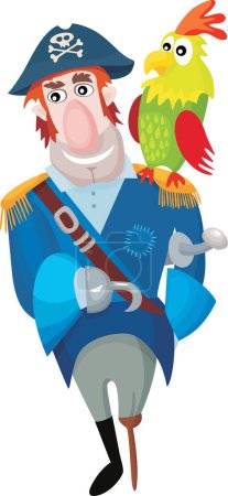 Illustration for Parrot on the pirate shoulder - Royalty Free Image