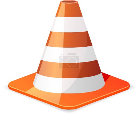 Téléchargez les illustrations : Orange triangle cone with road traffic symbol - en licence libre de droit