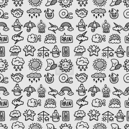 Illustration for Hand drawn doodle pattern with weather and clouds - Royalty Free Image