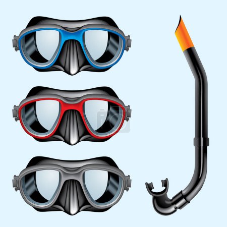 Illustration for Diving mask and snorppers. diving equipment. - Royalty Free Image