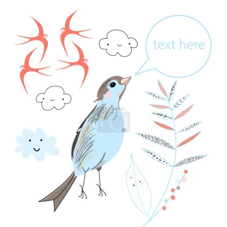 Téléchargez les illustrations : Oiseau avec bulle de parole - en licence libre de droit