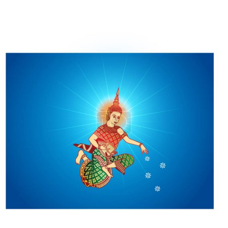 Illustration for Hindu god on blue background, vector simple design - Royalty Free Image