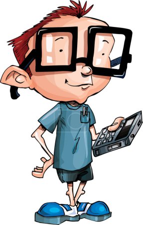 Illustration for Boy in glasses cartoon character illustration vector - Royalty Free Image