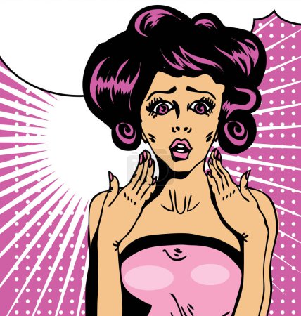 Illustration for Girl with speech bubble pop art style - Royalty Free Image