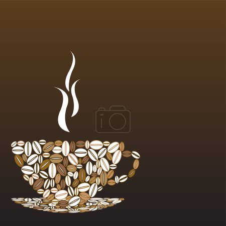 Téléchargez les illustrations : Tasse de café faite de grains de café - en licence libre de droit
