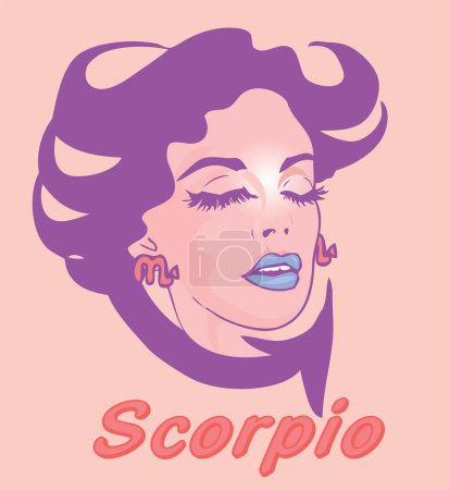 Illustration for Vector illustration of a girl with a zodiac sign Scorpio - Royalty Free Image