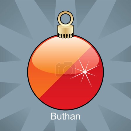 Illustration for Flag Buthan on christmas ball - Royalty Free Image