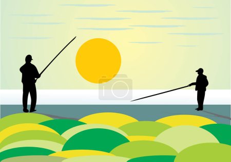Illustration for Illustration of two fishermen - Royalty Free Image