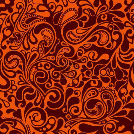 Illustration for Seamless pattern with decorative paisley ornament - Royalty Free Image