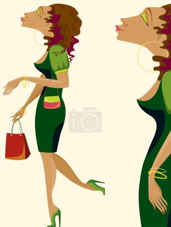 Illustration for Woman shopping. vector illustration - Royalty Free Image