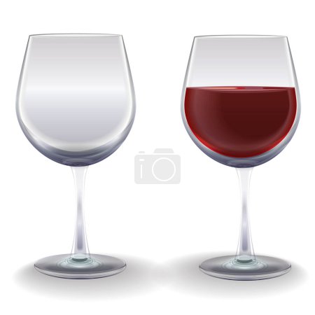 Téléchargez les illustrations : Verres à vin isolés sur fond blanc - en licence libre de droit