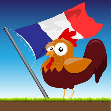 Téléchargez les illustrations : Personnage de dessin animé drapeau français - en licence libre de droit