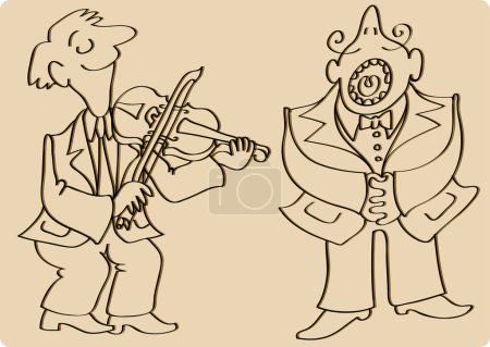 Téléchargez les illustrations : Le musicien du violon et le chanteur. illustration vectorielle. - en licence libre de droit